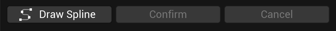 The panel's button row: Draw Spline active, with Confirm and Cancel greyed out until points exist.